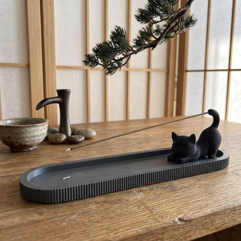 3D Printed Cat Figurine Incense Burner Mobile Cat Incense Burner with Ash Catcher Home Decor