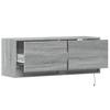 Wall Mounted TV Cabinet with LED Lighting Grey Sonoma 100 x 31 x 35 cm