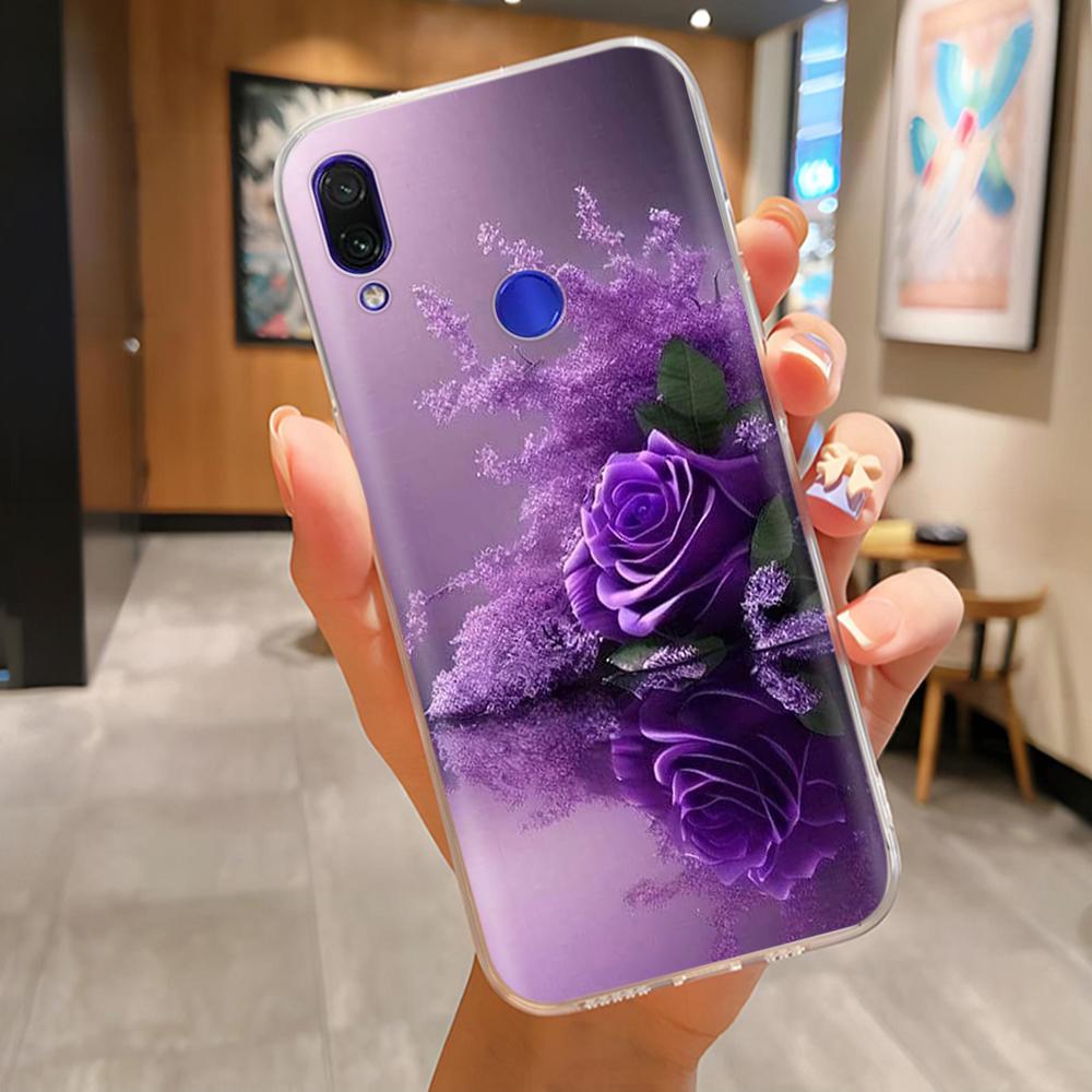 Soft Case For Xiaomi Redmi Note 7 Cover Flowers Soft TPU Silicone Phone Cases on Redmi Note7 Pro Protective Back Cover Fundas