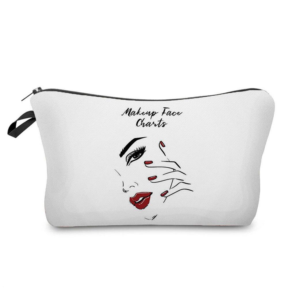 Women Face Print Cosmetic Bag Toiletries Organize Travel Storage Case  6760