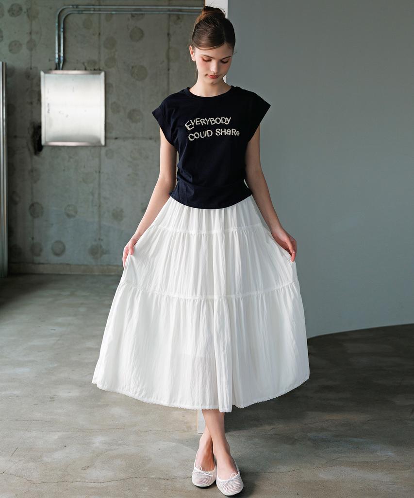 HYFVE Cotton Lace Tiered Long Skirt