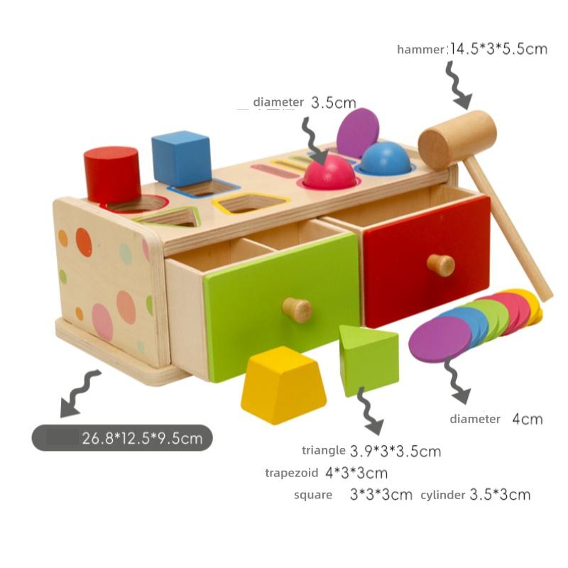 Montessori Wooden Sorting Stacking Toy for Kids Drawer Box Busy Board Matching Game Color Shape Sorting Toys Fine Motor Sensory