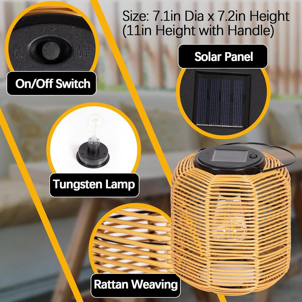 2PK Solar Lanterns Outdoor Waterproof Hanging Lights for Garden Patio