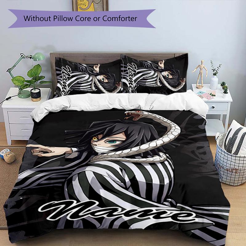 3pcs Demon Slayer5 Cover Set - Personalized Name, HD Printed Bedding with 1 Cover and 2 Pillowcases - Perfect for Home Decor, Easy Care