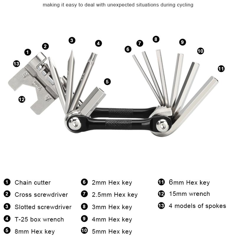 Bicycle Repair Tools Multifunction Chain Splitter Cutter Foldable Hex Spoke Wrench Mountain Road Bike Screwdriver Repair Tool