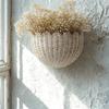 Handwoven Scalloped Basket Natural Rattan Hanging Decoration for Bedroom and Bathroom Wall Mounted Storage Solution