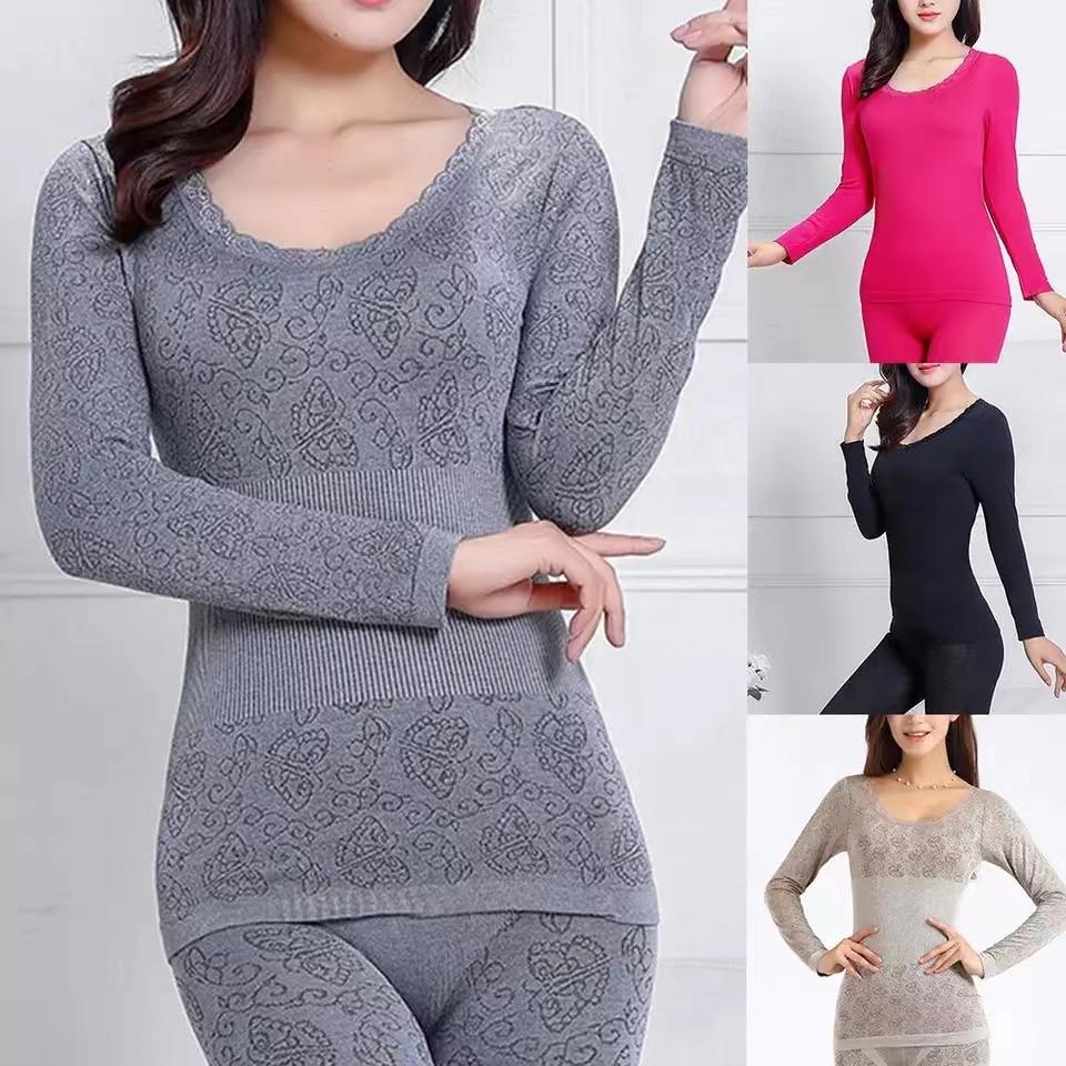 Buy Thermal Underwear Set Lace Woman Winter Clothing Warm Suit Long Sleeve Top Warm Pants