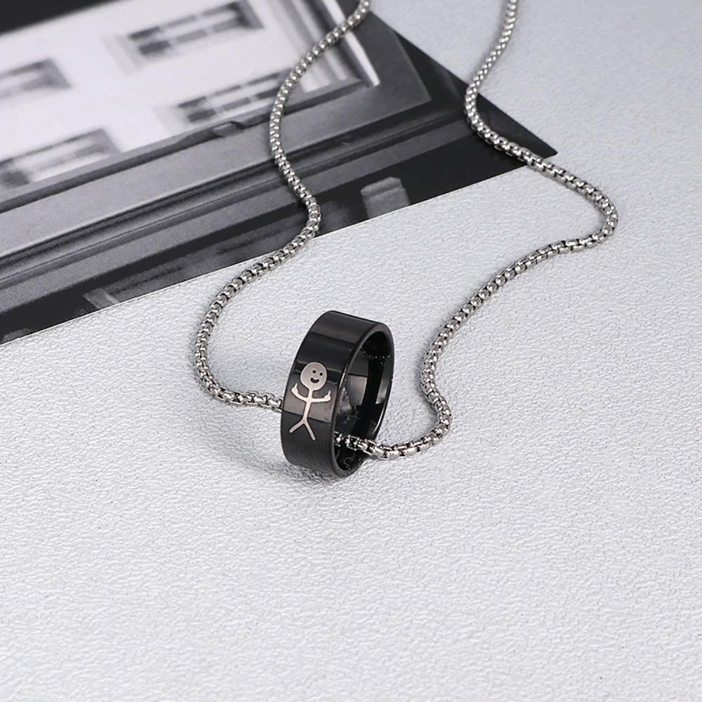 

Ожерелье-кольцо из титановой стали для мужчин, модная подвеска-цепочка, простое унисекс украшение для свитера