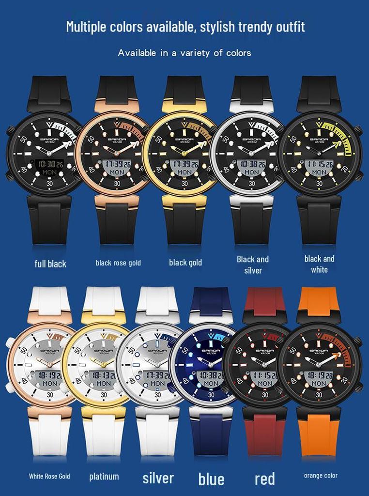 Sanda Youth Luminous Multi-Functional Waterproof Wristwatch