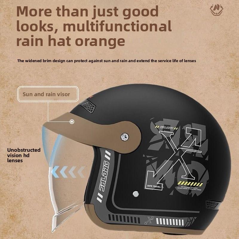 Electric Car Helmet Men's and Women's Half Helmets, Battery Car Winter Warm and Cold Four-season Universal Half Helmet Helmet