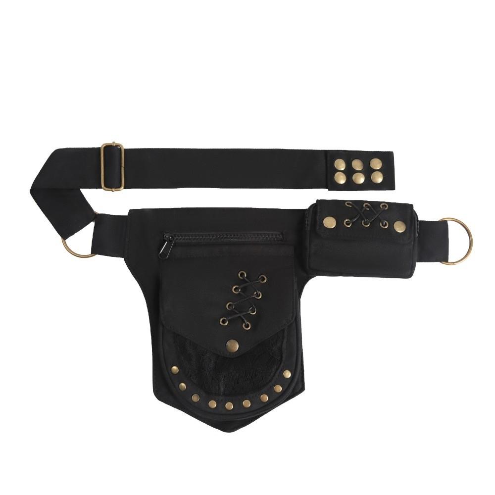 Vintage Design Brašna na nohu Telefonní taška Multifunkční Nýtovaná Hip Bum Bag Punkový Styl Pásové Ledvinky Neformální