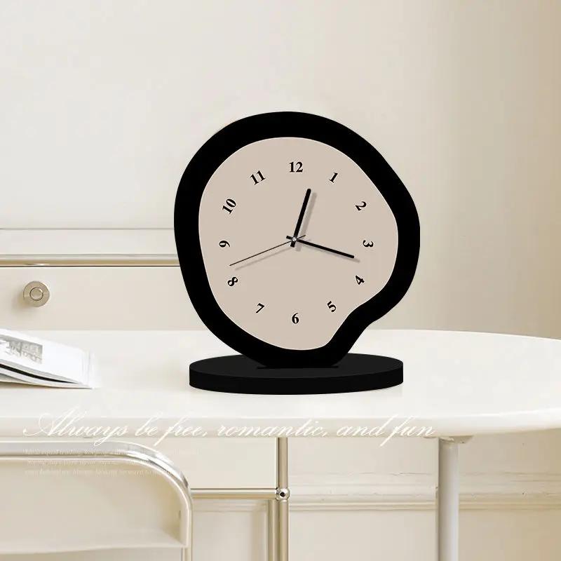 

1PC Cream Style Desktop Clock Table Neddle Clocks Ornament Living Room Decorations Wall Clocks Modern Design Home Countertops Decor чёрный