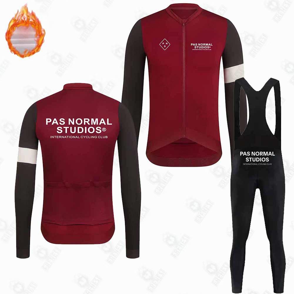 New PNS Fleece Suit Winter Cycling Suit Long Sleeve Strap Pants Road Bike Mountain Bike Outdoor