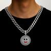 Heißverkauf Sonnenblumen Lächeln Voll Diamant Legierung Anhänger, Europäische und Amerikanische Hip Hop Kubanische Kette, Personalisierte Mode Herren Halskette
