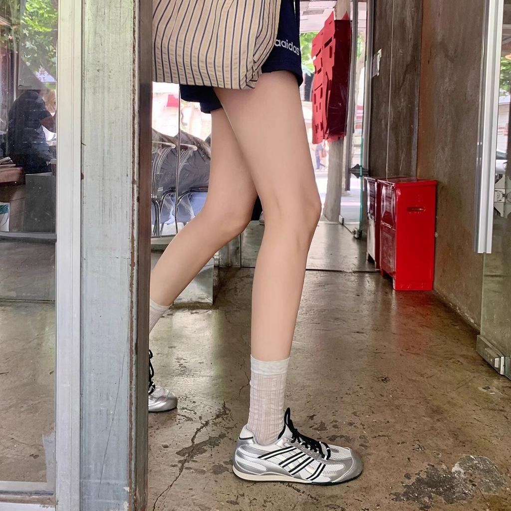 Height Increase 4cm~ Fashionable Mesh Contrasting Color Lace-up Inner Height Increase Forrest Gump Training Shoes Women's Soft-soled Casual Running Sp