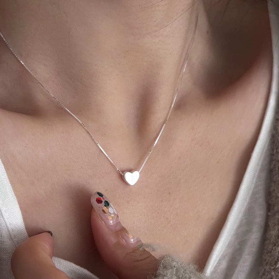 

S925 Sterling Silver Necklaces For Women Simple Chain Fashion Minimalist Pendant Heart Necklaces Birthday Gift