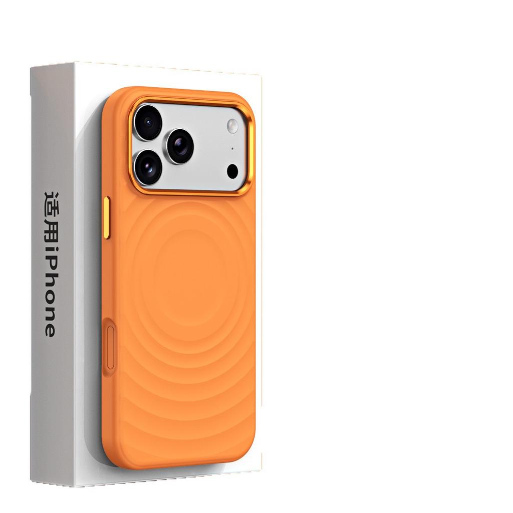 Applicable to iPhone18Pro mobile phone case, liquid silicone ripple magnetic suction Apple 17 metal button anti-drop case