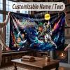 Weltraum Kosmisches Thema Decke Benutzerdefinierter Name Text Personalisierte Decke Weich Gemütlich Decke für Zuhause Sofa Bett