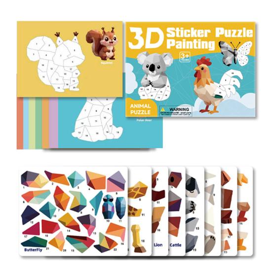 

3D Sticker Puzzle Painting Book Fine Motor Skill Focus Training Animal A