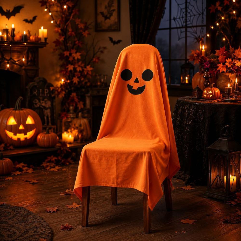 Pumpkin Halloween Dinner Chair Seat Cover Skull Pattern Festival Table Decor Home Decoration