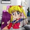 Sailor Moon Sailor Mercury pattern Flannel Blanket, High quality Comfortable for All Seasons, Home Decor, Warmth and Comfort, Perfect for Gifts.