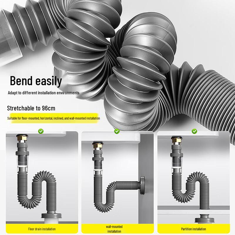 Haili Geruchshemmendes Teleskop-ABS-Waschbecken-Abflussrohr