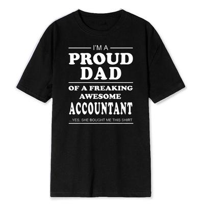 Proud Dad of An Awesome Accountant Fathers Day Gift TShirt Soft Modal Blend Tee Number Cruncher Humor Parenting Tops Shirt