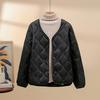 Women's Cotton V-Neck Jacket: Warm, Long-Sleeve Base Layer for Autumn/Winter, Socialite Style, Versatile Outerwear.