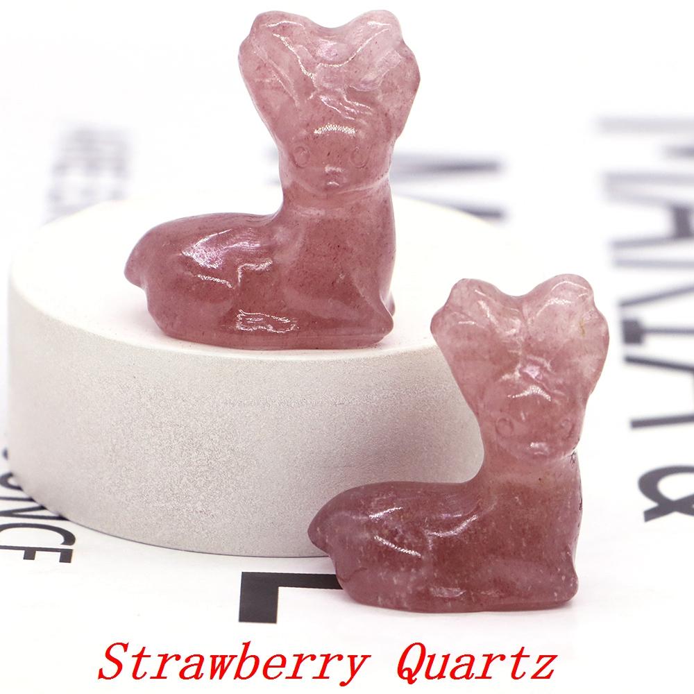 Deer Statue Natural Stone Carved Crystal Reiki Healing Animal Figurines Gemstone Crafts Home Gem Decoration Gifts  1.2"