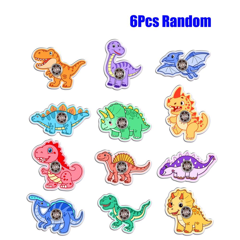 6PCS Dinosaur Party Favors New Acrylic Animal Mini Fidget Spinner Toys Treasure Box Toy Birthday Gifts Goodie Bags Stuffers