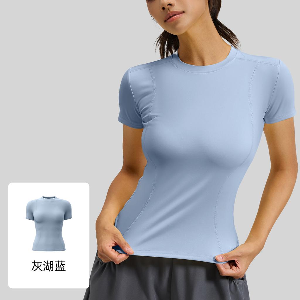 Women's Fashionable Lightweight Athletic Yoga Top, Short-Sleeve Running And Fitness T-Shirt For Summer