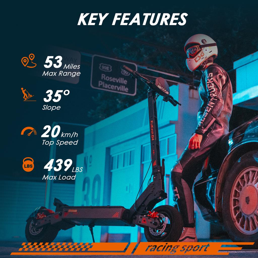 KUKIRIN Electric Scooter for Adults, 2000W Electric Scooter, Max 47 Miles Range & 43 MPH Speed, 11" Off-Road Tires, Foldable Fast E Scooter