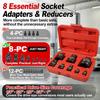 Socket Adapter Set, 8PCS Impact Socket Adapter and Reducer Set, Drive Adapter Set for 1/4 3/8 3/4 1 Inch Drive Sizes, Step Up and Step Down Adapter