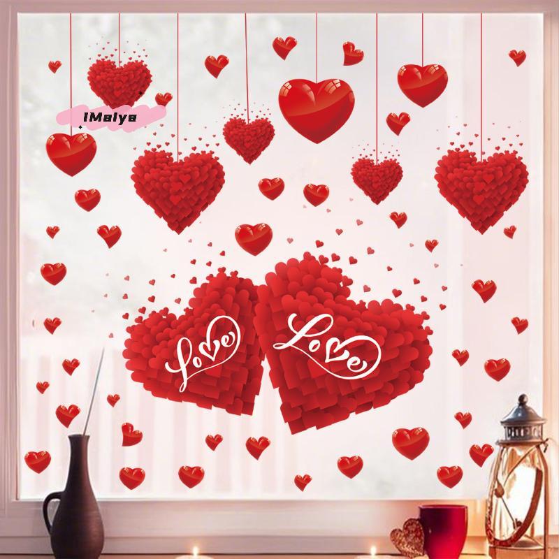 M-Heart Shaped Wall Window Stickers Valentine's Day Festive Party Wedding Atmosphere Decorations For Home Party Shop Restaurant