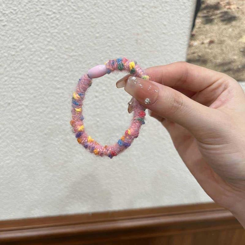 6Pcs Fashion Korean Style Colorful Yarn Hair Rope High Elasticity Rubber Band Sweet Headpiece Headband