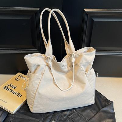 Fashion Solid Color Tote Bag Women's Leisure Short Trip Large Capacity Shoulder Bag Large Capacity Canvas Tote Bag