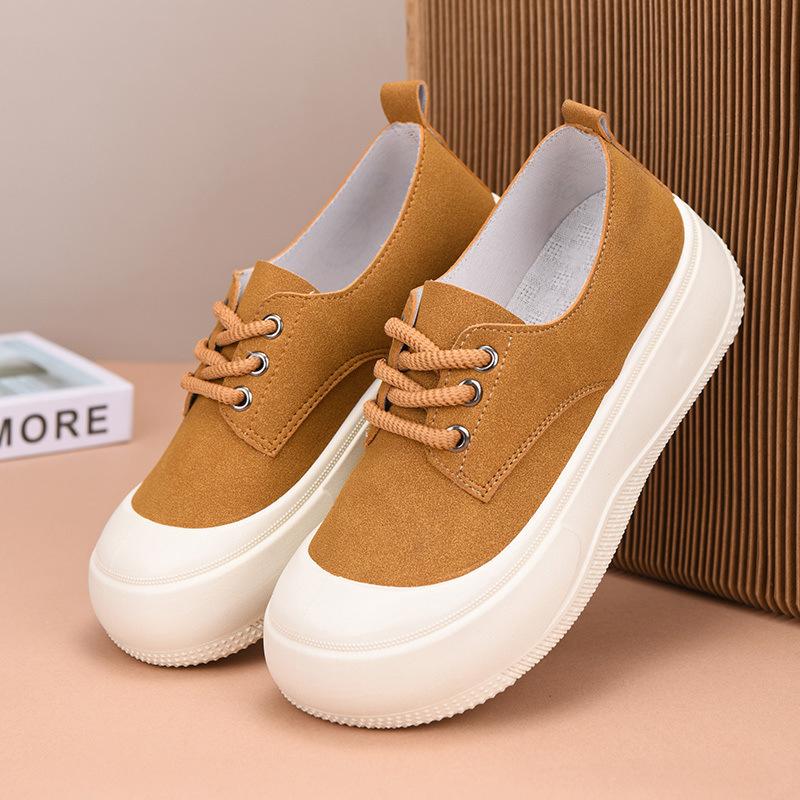 Height-increasing New Straps, Women's Casual Versatile Casual Shoes, Thick-soled Round Head Lace-up, Little White Shoes, Love