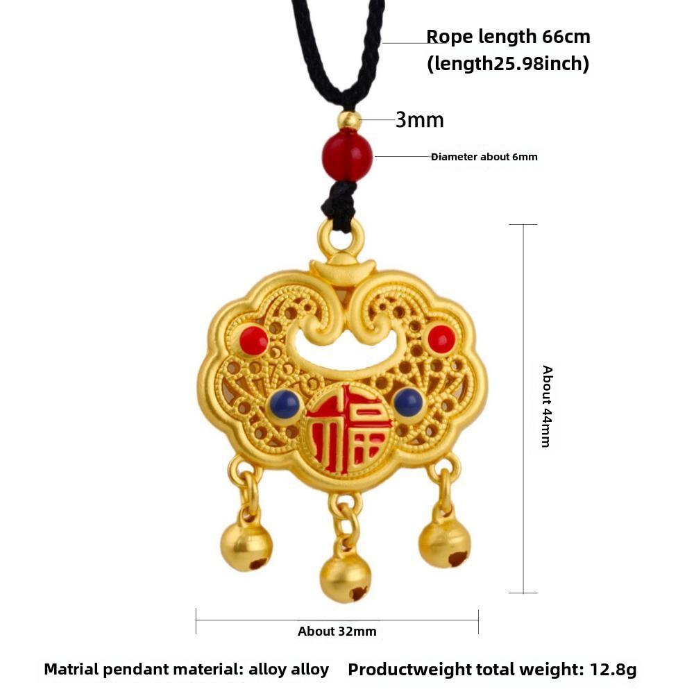Náhrdelník s přívěskem z pískového zlata Buddha Dragon Yellow Gold Černý provazový řetízek na krk