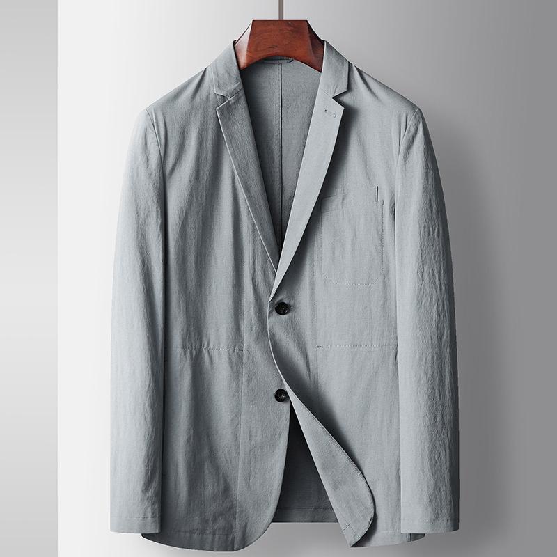 

Весна и лето Однотонный легкий роскошный деловой костюм для людей среднего возраста и молодежи, удобный пиджак из микроэластичной ткани 190 серый