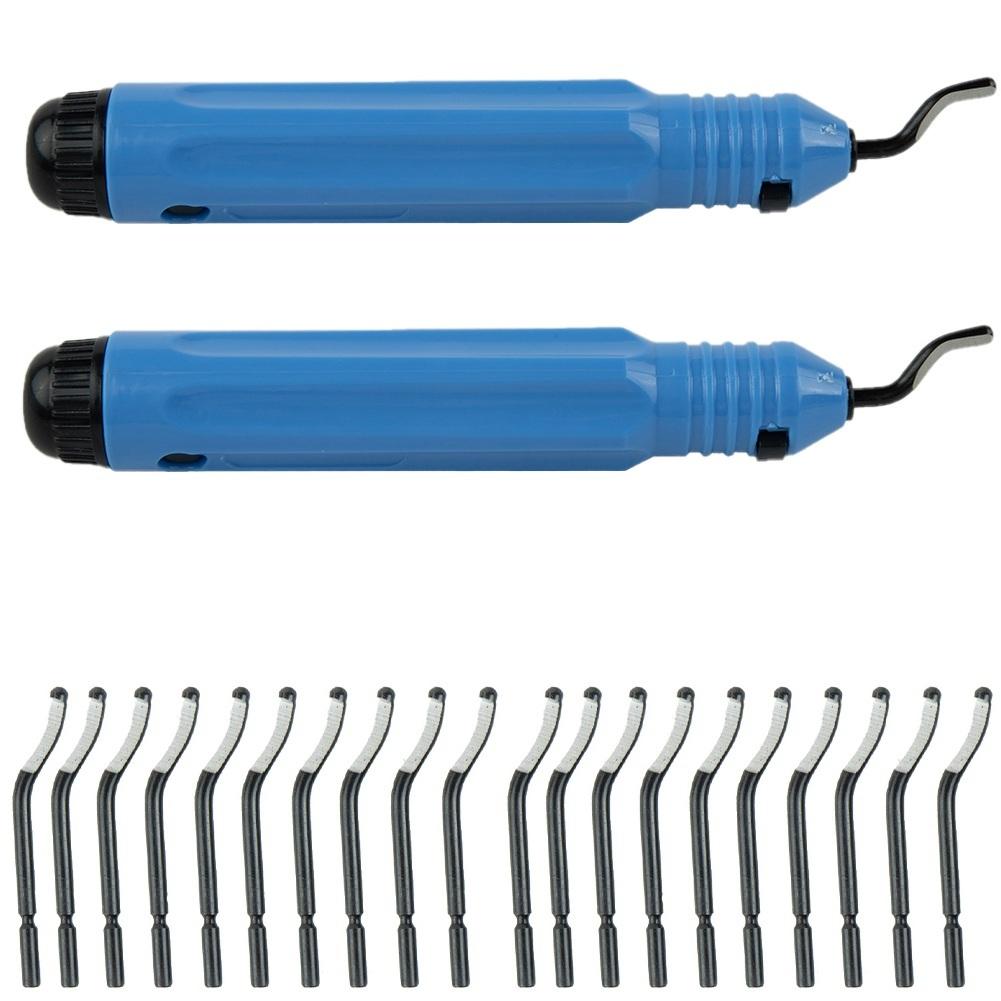 2 Piece Chamfering and Deburring Tool Set with Push Button Quick Blade Replacement for Use on Multiple Material Types and Shapes