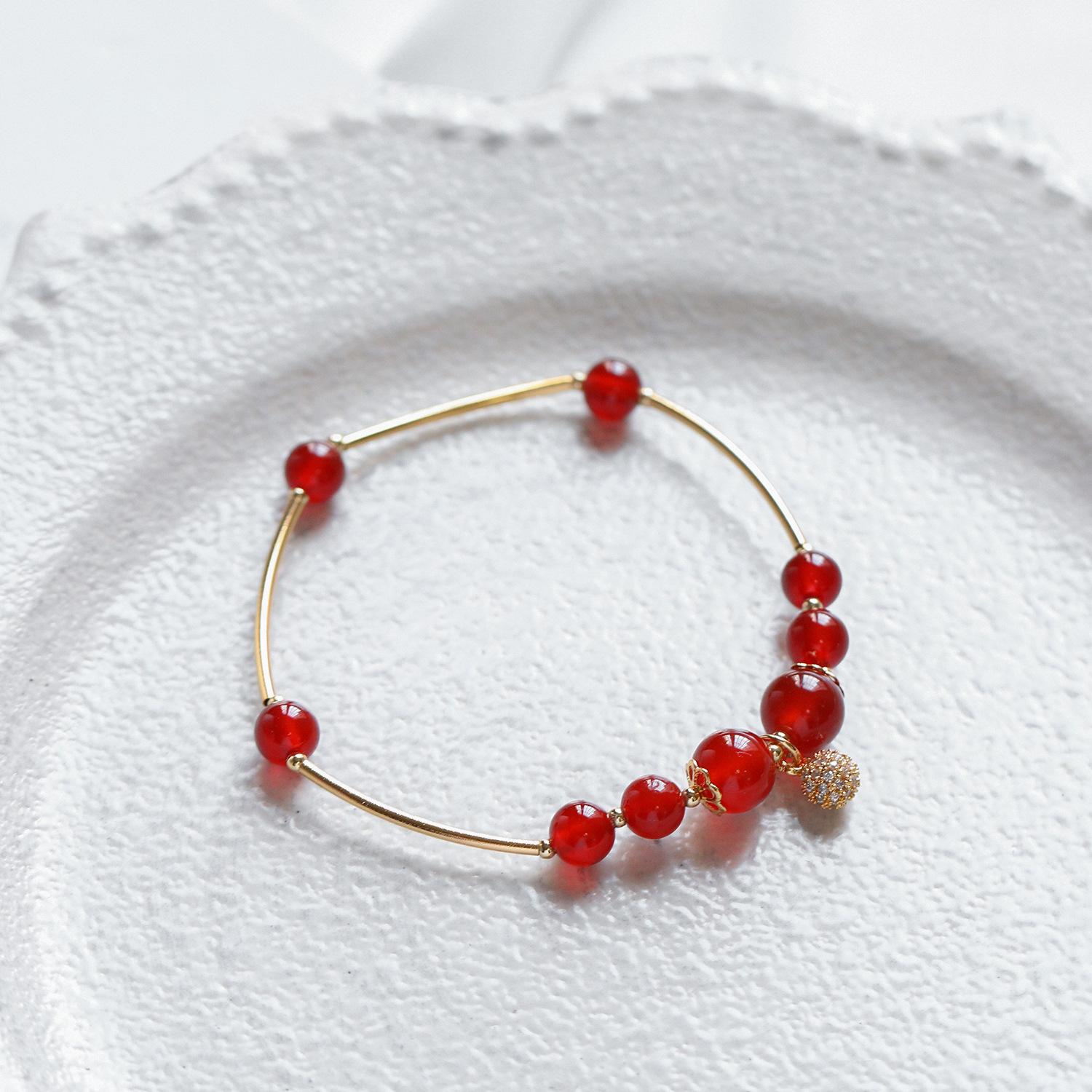 Браслет из натурального агата Простой одинарный круг Мужской и женский Браслет для пары Браслет из агата 13-14cm