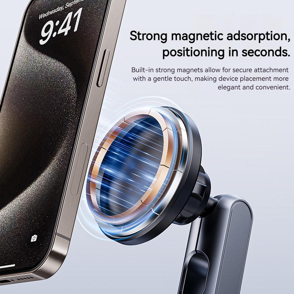 Magnetic Phone Stand Foldable Vacuum Suction Cup Cell Phone Holder 360 Rotation for iPhone 16/15/14/13/12 Plus/Pro/Max/Mini