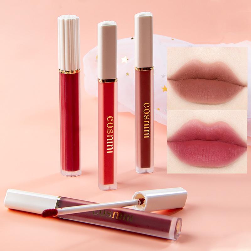 

COSNINI Matte Velvet Lip Glaze - Long-lasting, Non-Stick, Hot Seller Lip Tint in Bean Paste Color.