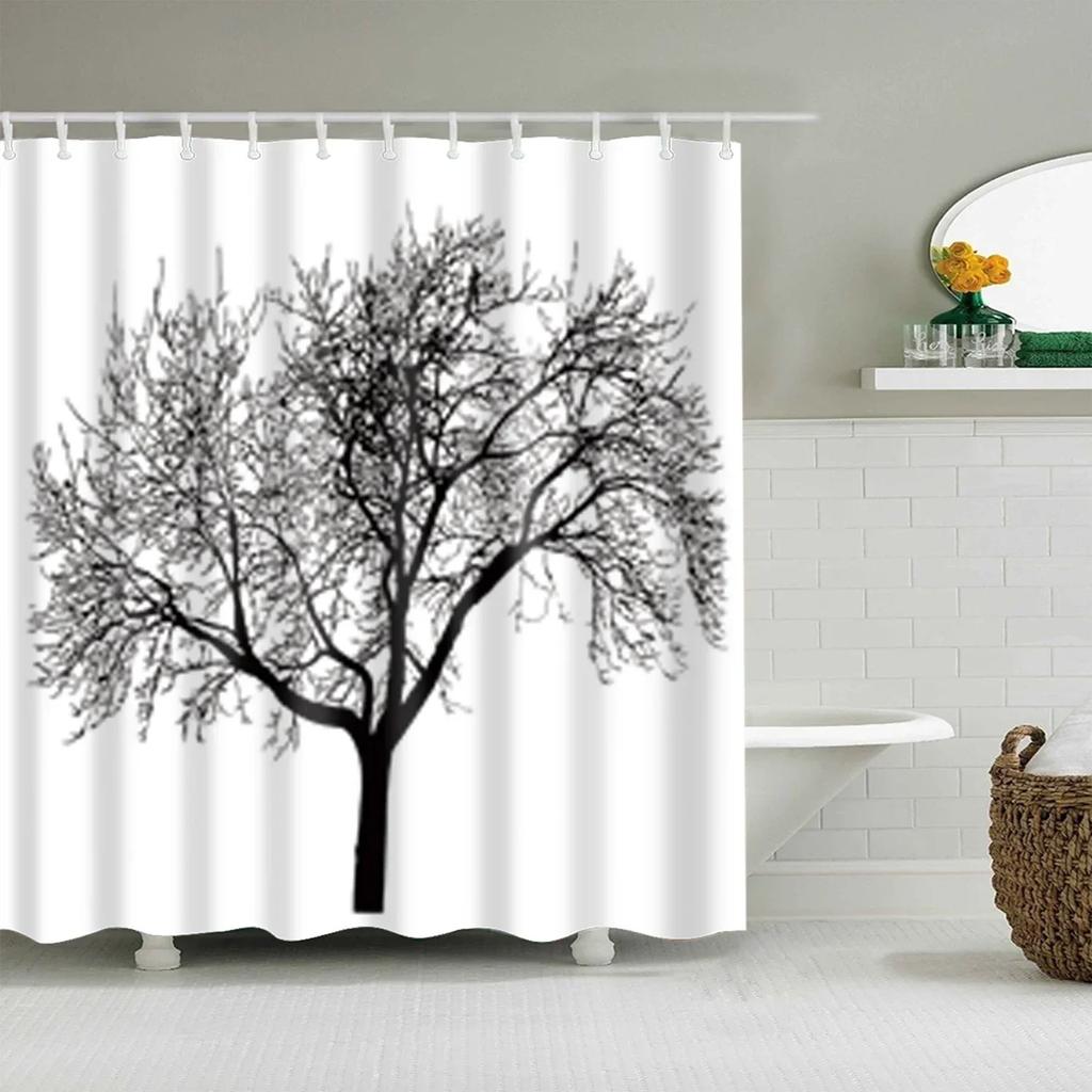 Tropical Green Plant Palm Leaves Bathroom Accessories Set Shower Curtain Bathroom Curtains Waterproof Polyester with Hooks