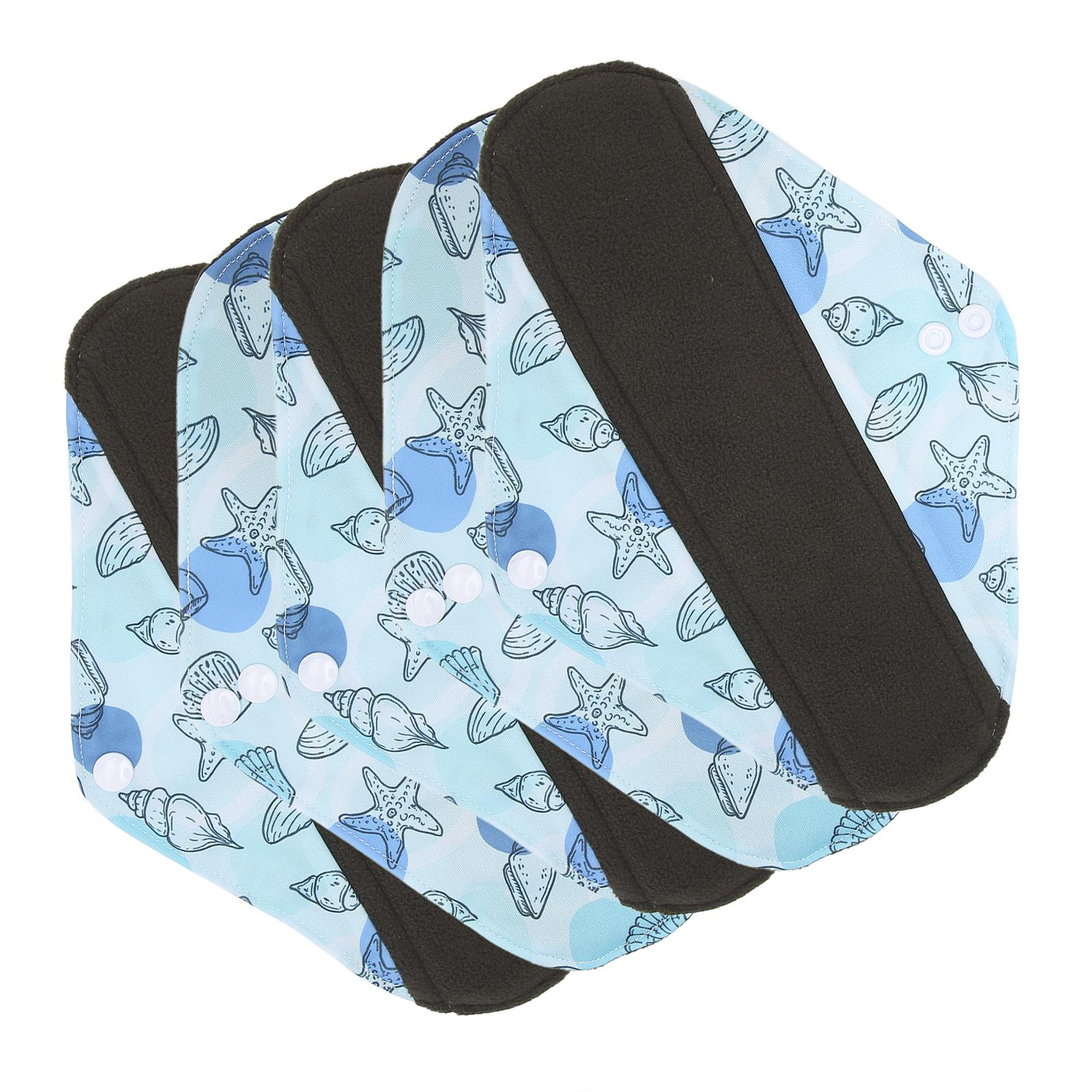 

5 шт. Менструальные прокладки моющиеся многоразовые непромокаемые бамбуково-угольные ежедневные прокладки для женщин размер M G66