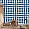 Basic Retro Checkered Wallpaper Navy Blue and White 50x1000