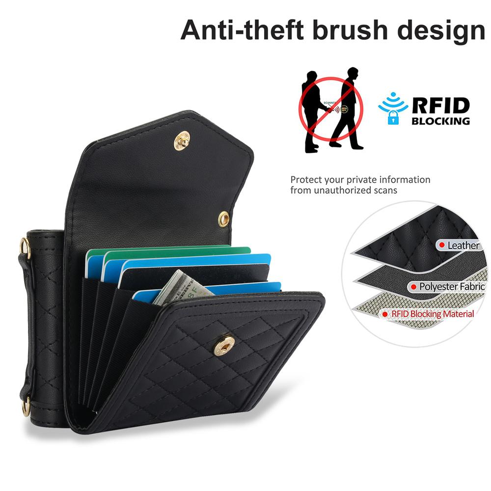 Blocking Card Holder Leather Cover for Samsung Galaxy Z Flip 6 5 4 3 Flip6 Flip5 Flip4 Flip3 5G Crossbody Wallet Phone Case