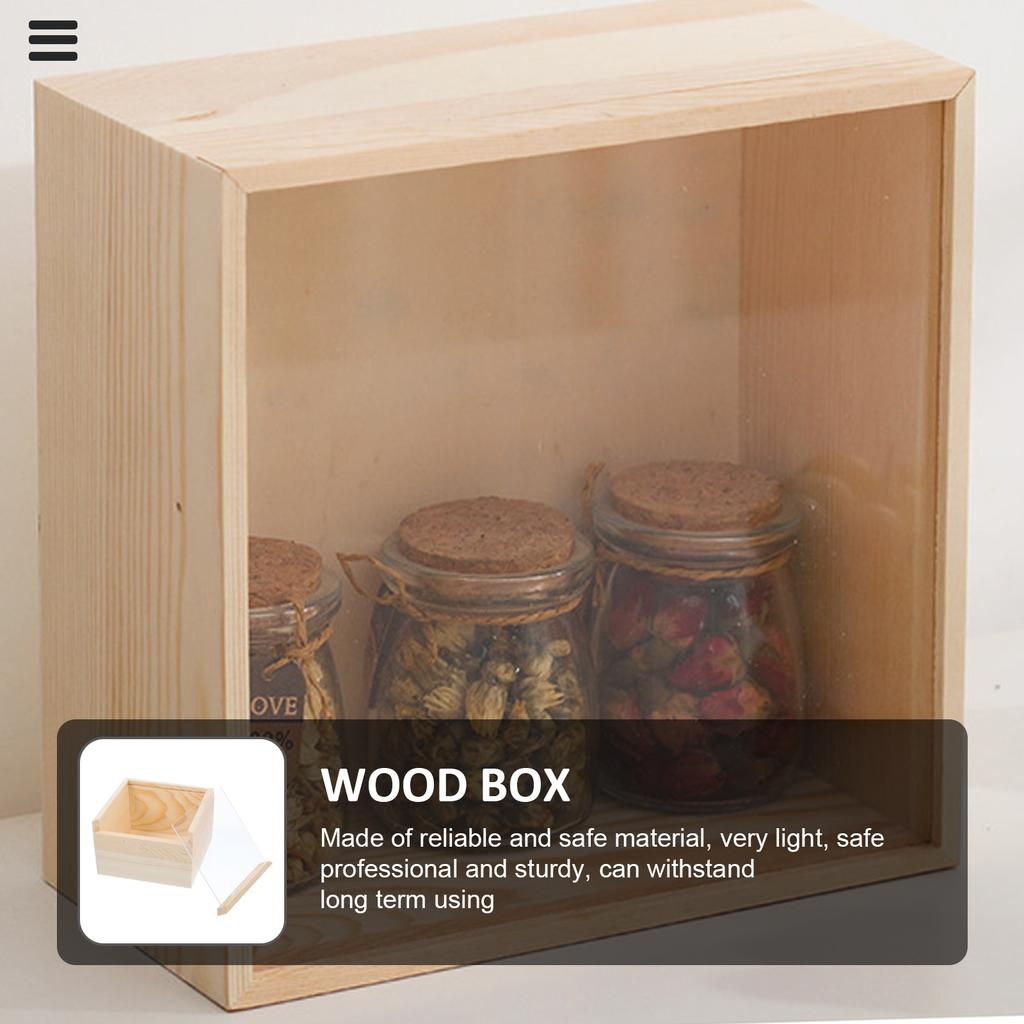 Wooden Unfinished Box Clear Slide Top Wood Gift Box Soap Box Vintage Jewelry Boxes Treasure Chest Craft Shadow Boxes Diy