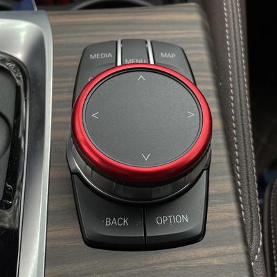 Raudonas aliuminio žiedas centrinės konsolės iDrive multimedijos valdiklio rankenėlės žiedas - BMW 1 2 3 4 5 6 7 serijos X3 X4 X5 X6
