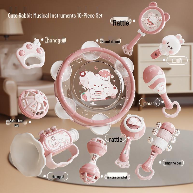 Baby Moon Hand Rattle & Teether Gift Set - Soothing Gel Toy for Infants